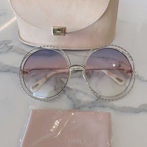 Chloé - Round Metal Sunglasses Carlina Twist - Silver Purple Pink Yellow